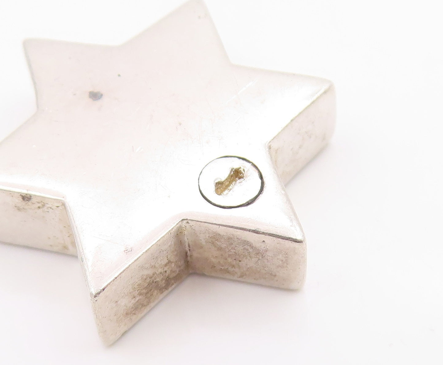 925 Sterling Silver Vintage Pendant CZ Solid Celestial Hexagram Charm  PT26077