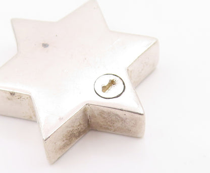 925 Sterling Silver Vintage Pendant CZ Solid Celestial Hexagram Charm  PT26077