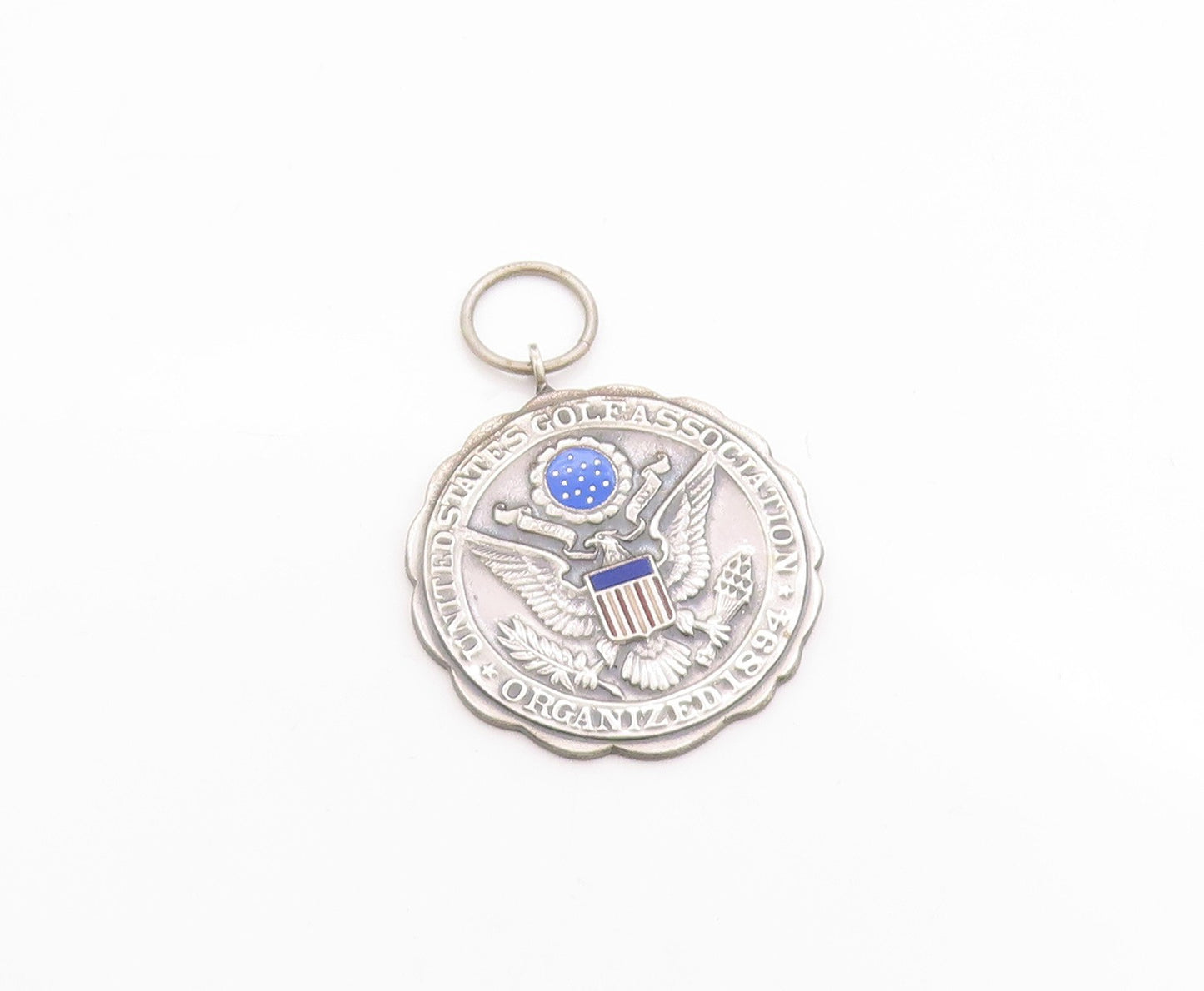 925 Sterling Silver Vintage Pendant 1894 US Golf Association Logo Carved PT24689