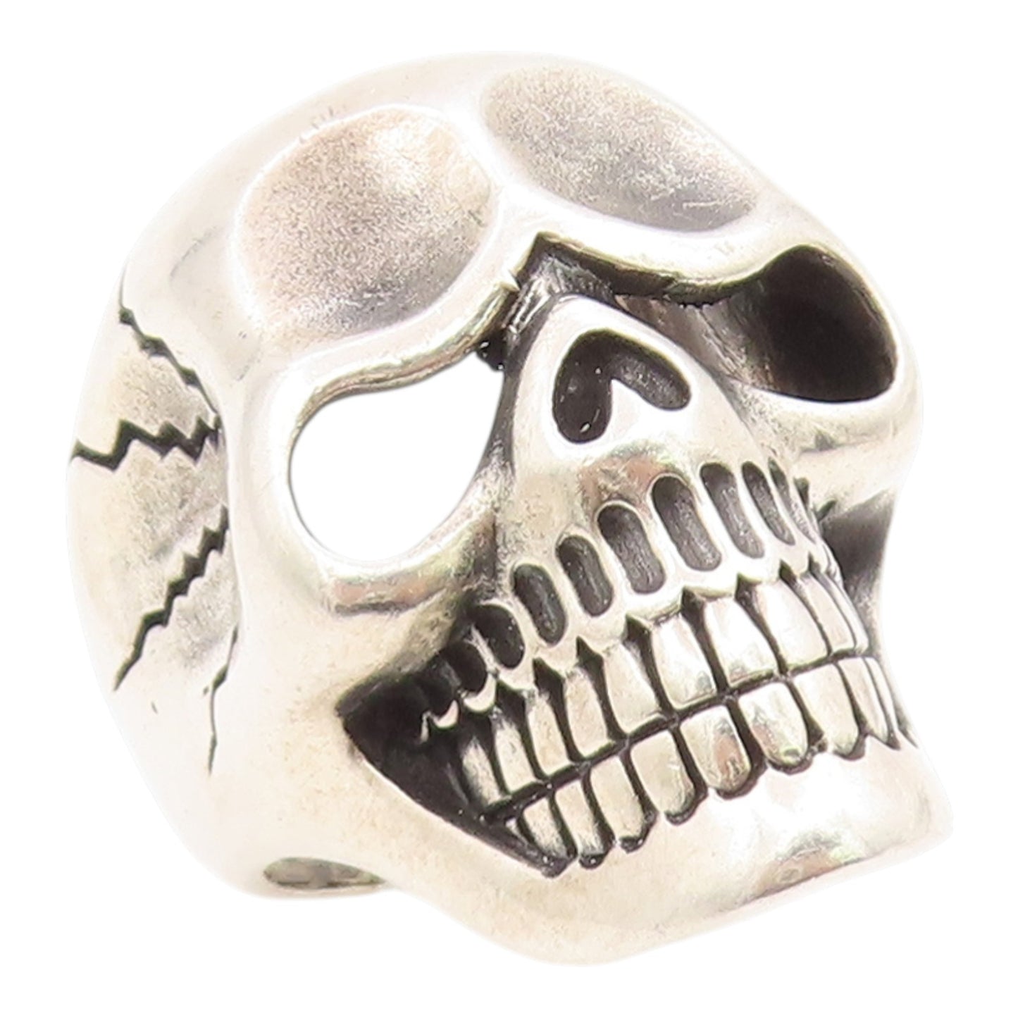 925 Sterling Silver Vintage Ring Carved Large Gothic Skull Band  Sz 8.5  RG35898