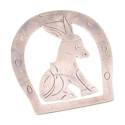 925 Sterling Silver Vintage Book Mark MEXICO Etched Donkey In Horseshoe  TR4124