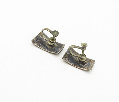 MEXICO 925 Sterling Silver  Vintage Abalone Shell Non Pierce Earrings  EG3852