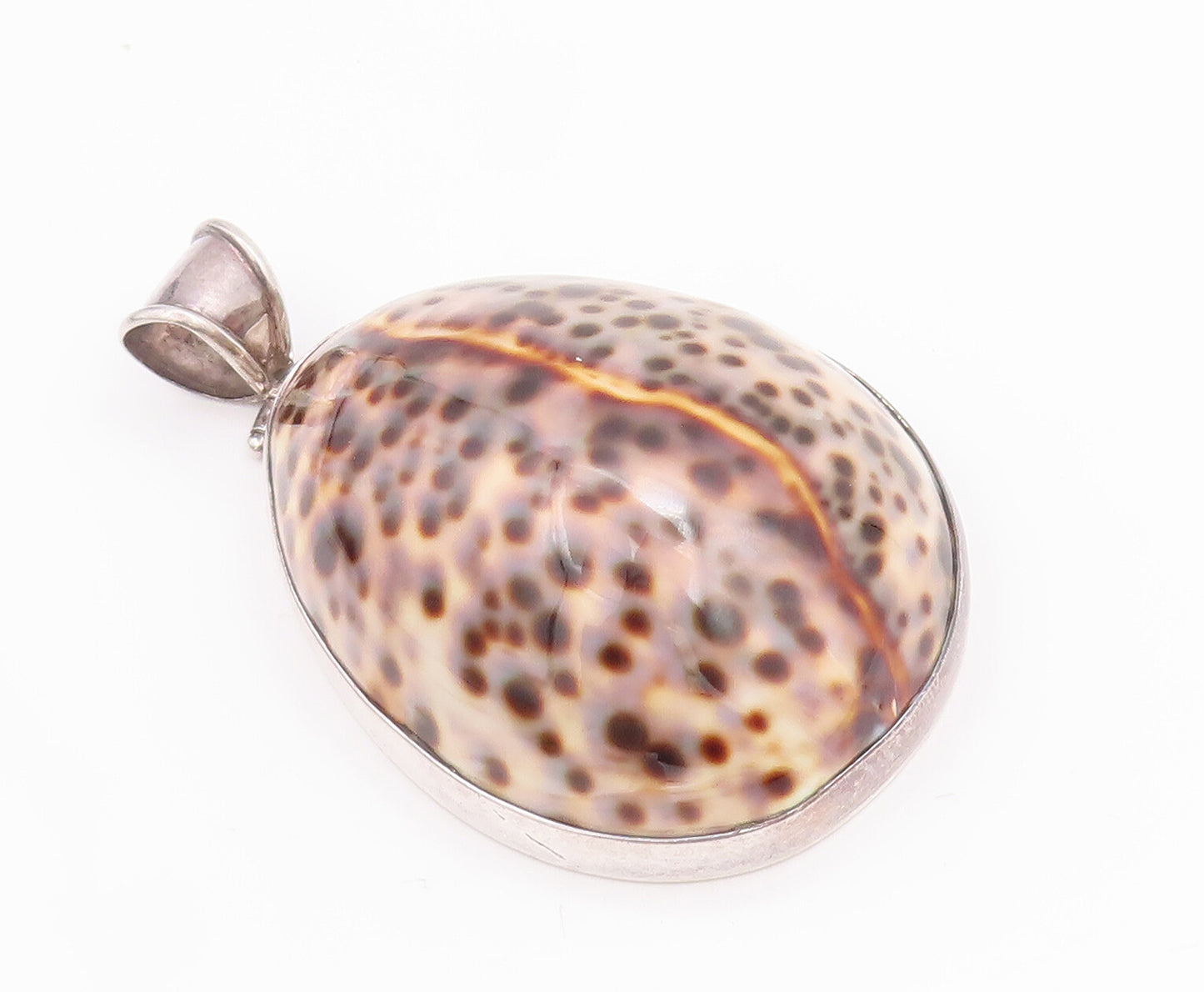 925 Sterling Silver Vintage Pendant Large Domed Bug Shape Gemstone  PT22859