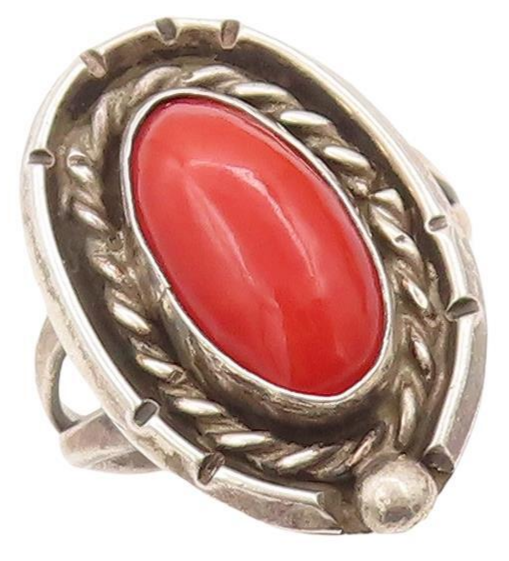925 Sterling Silver Vintage Ring Southwestern Design Carnelian Sz 5 RG28458