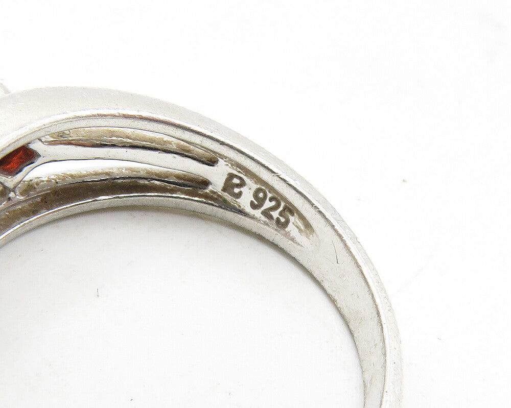 ROSS SIMON 925 Sterling Silver  Vintage Red Topaz Split Band Ring Sz 7 RG10005