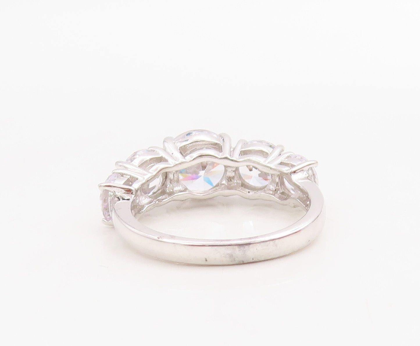 925 Sterling Silver Vintage Ring Minimalist 5 CZ Stone Band  Sz 7  RG30982