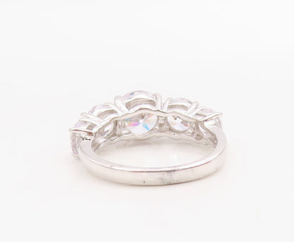 925 Sterling Silver Vintage Ring Minimalist 5 CZ Stone Band  Sz 7  RG30982