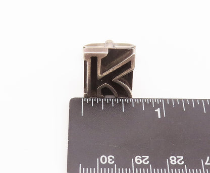 925 Sterling Silver Vintage Cufflinks MAXICO Cutout Bulged Bordered 'K'  TR3724
