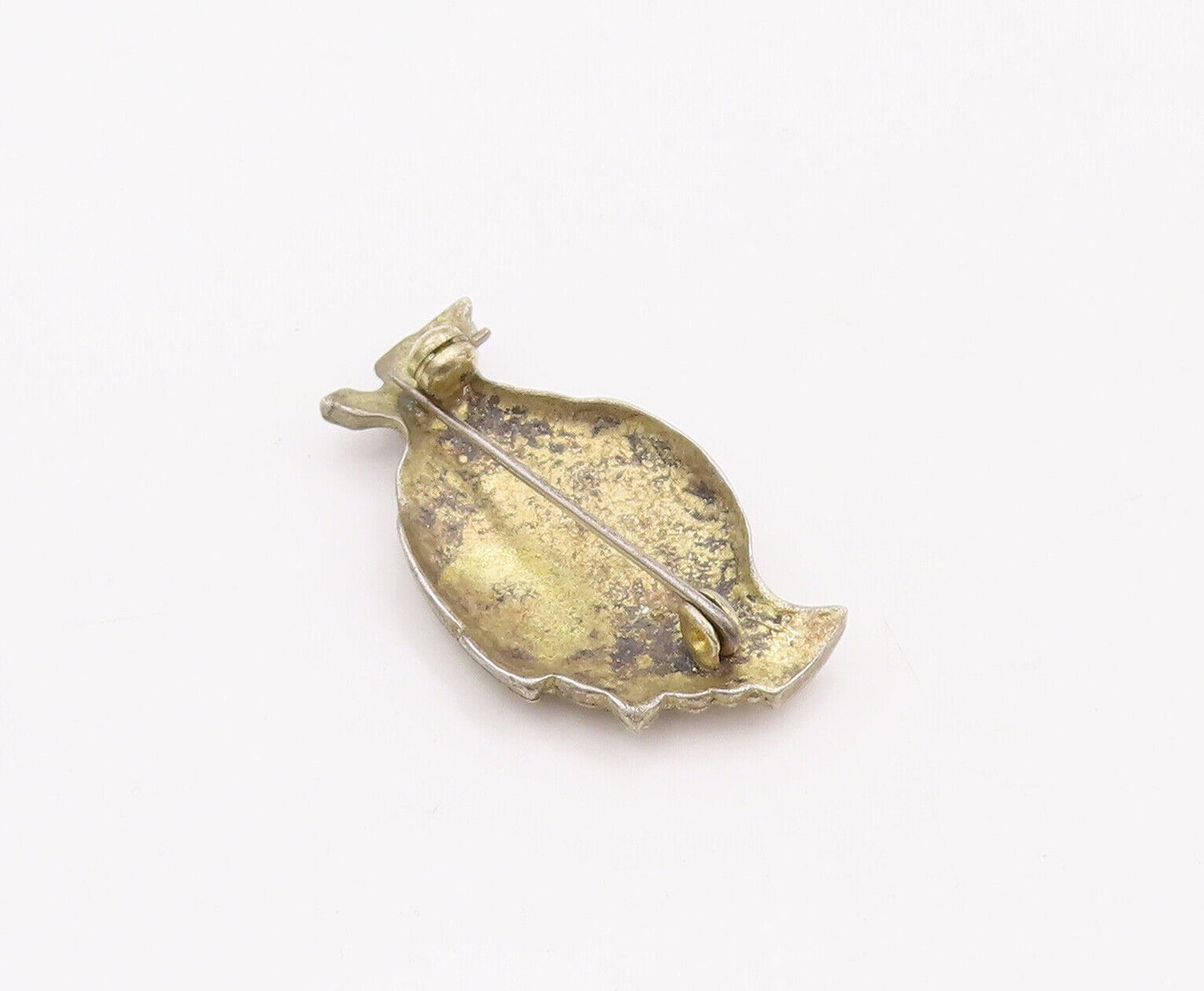 925 Sterling Silver Vintage Brooch Pin Solid Swirly Carved Broken Vase  BP10929
