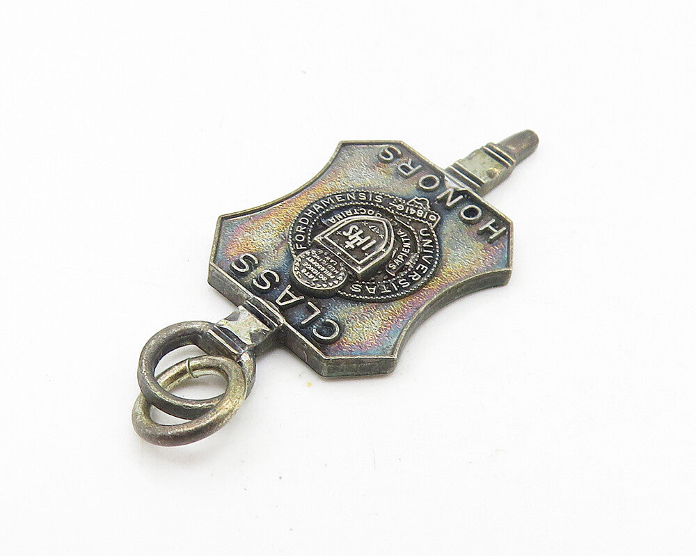 925 Sterling Silver  Vintage Oxidized Class Honors Academic Pendant  PT8893