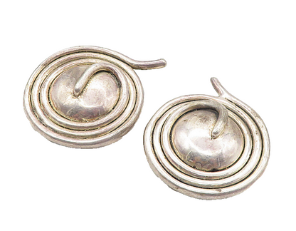 ISRAEL 925 Sterling Silver  Vintage  Modernist Non Pierce Earrings  EG3857