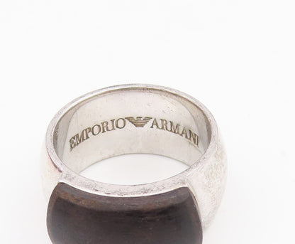 925 Sterling Silver Vintage Ring EMPORIO ARMANI Black Onyx Band  Sz 6.5  RG35258