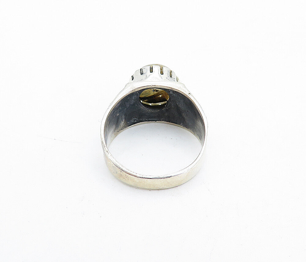 925 Sterling Silver  Vintage Rutilated Quartz Leaf Cocktail Ring Sz 9  RG4432