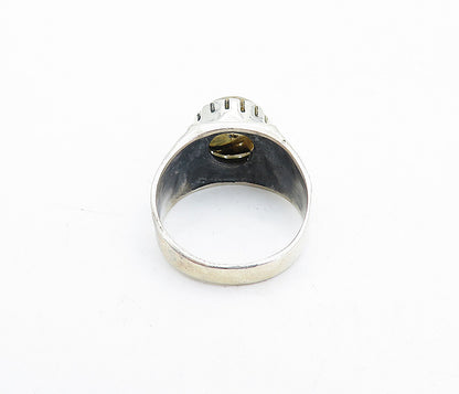 925 Sterling Silver  Vintage Rutilated Quartz Leaf Cocktail Ring Sz 9  RG4432