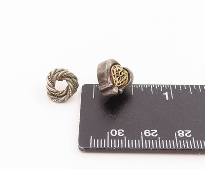 14k Gold & 925 Sterling Silver Vintage Earrings Modernist Single Pieces  EG14303