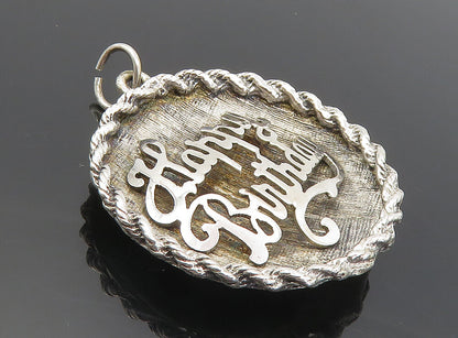 925 Sterling Silver  Vintage Shiny Happy Birthday Twist Trim Pendant  PT6426