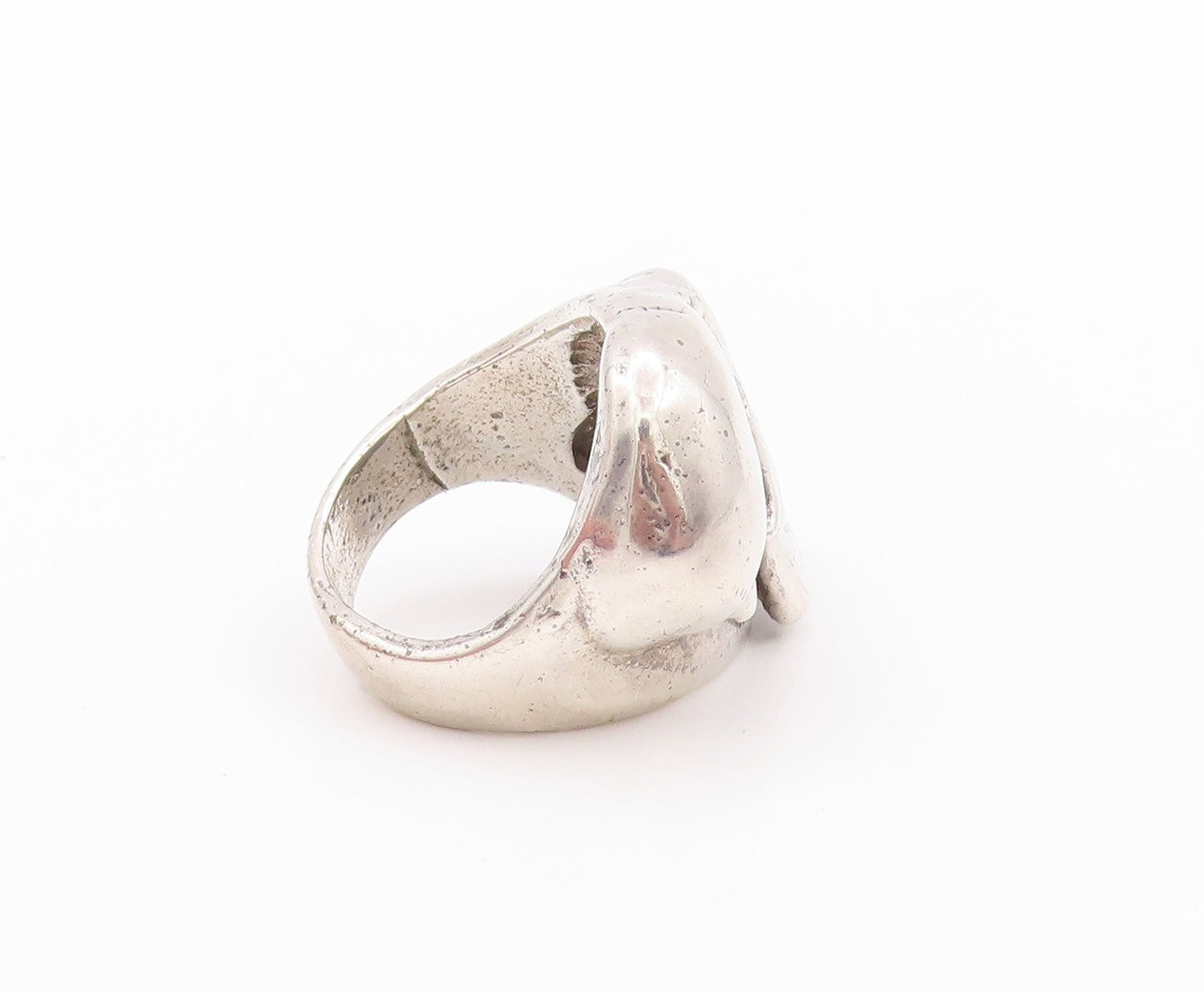 925 Sterling Silver Vintage Ring G&S Solid Carved Biker Skull  SZ 8.5  RG32223