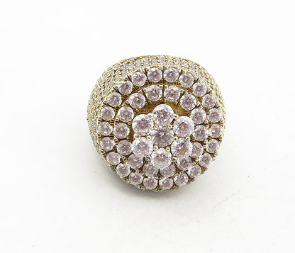 925 Sterling Silver  Vintage Cubic Zirconia Floral Cocktail Ring Sz 12  RG8675
