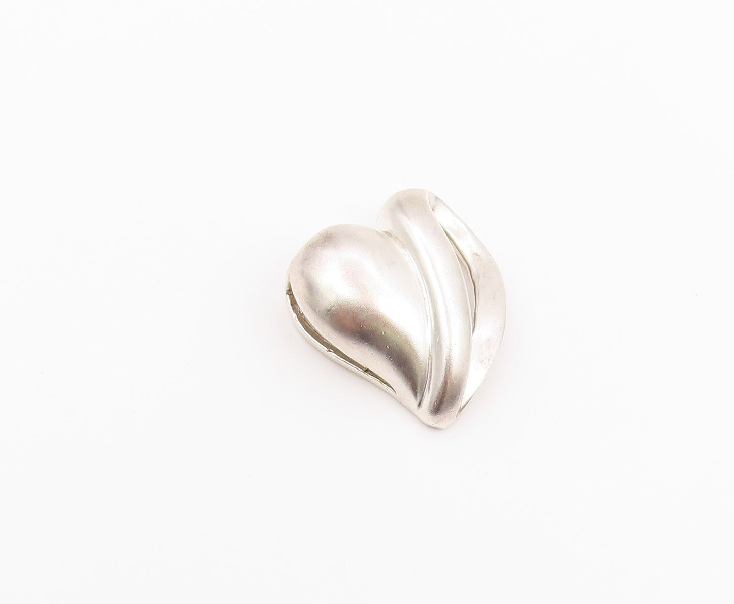 925 Sterling Silver Vintage Pendant Modernist Puffed Love Heart Charm  PT26439