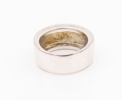 925 Sterling Silver Vintage Ring PIANEGONDA Carved Wide Band Sz 7  RG33083
