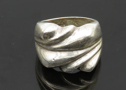 MEXICO 925 Sterling Silver  Vintage Sculpted Shiny Band Ring Sz 6  RG21942
