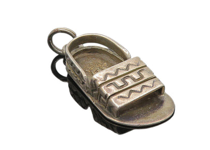 MEXICO 925 Sterling Silver  Vintage Dark Tone Traditional Shoe Pendant  PT9319