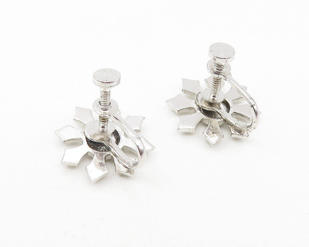 925 Sterling Silver  Vintage Sparkling Snowflake Non Pierce Earrings  EG5604