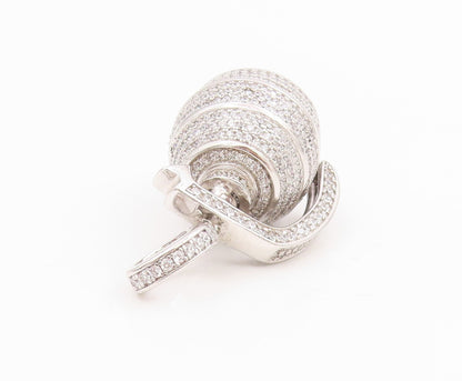 925 Sterling Silver Vintage Pendant Round CZ Cluster Grenade Bomb Charm  PT25634