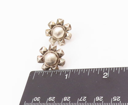 925 Sterling Silver Vintage Earrings Antique Design Puffed Flower EG13657