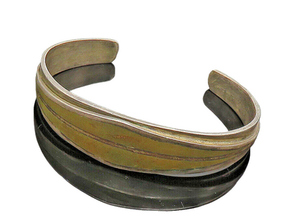 925 Sterling Silver  Vintage Antique Inlaid Jasper Cuff Bracelet  BT8028