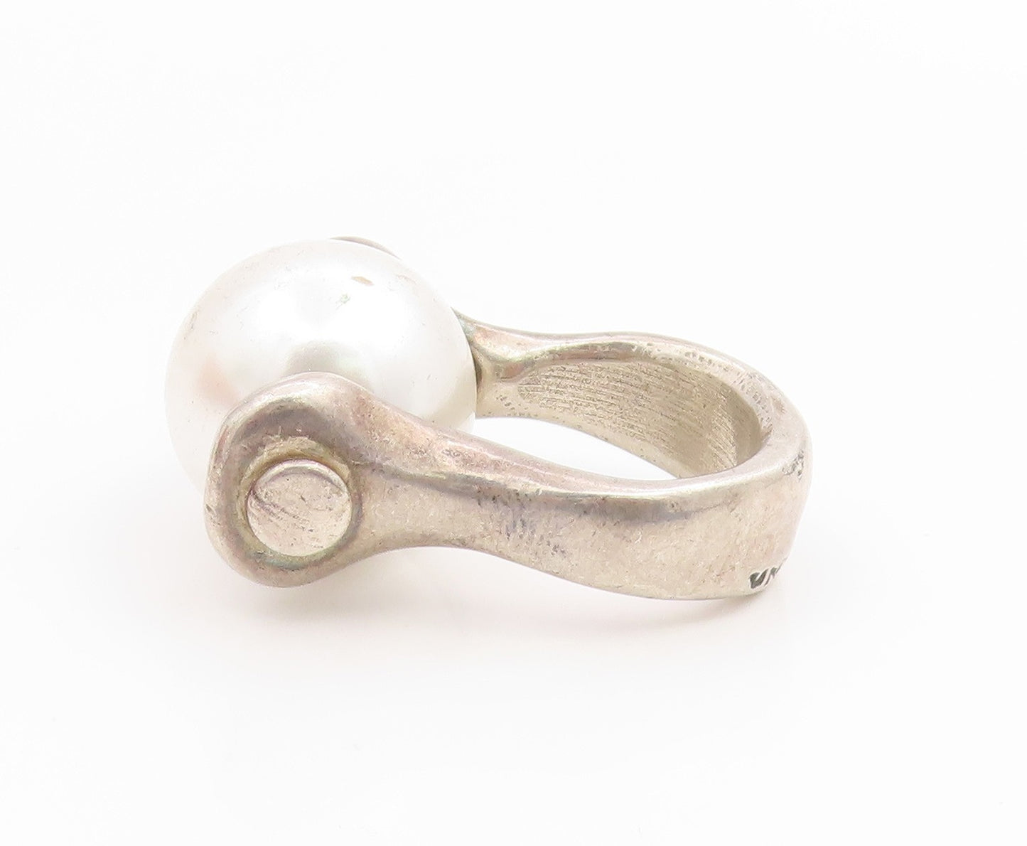 925 Sterling Silver Vintage Ring UNO DE 50 Modernist Pearl Band  Sz 7  RG35560