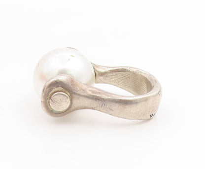 925 Sterling Silver Vintage Ring UNO DE 50 Modernist Pearl Band  Sz 7  RG35560