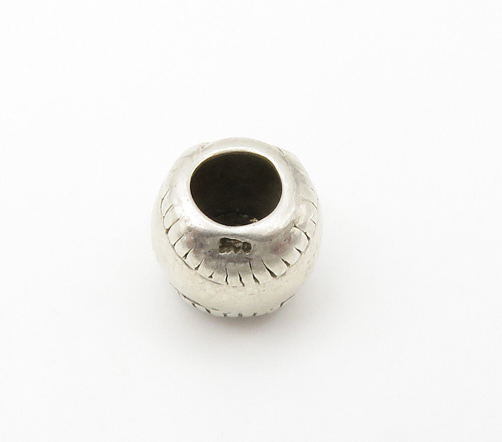 925 Sterling Silver  Vintage Petite Round Baseball Bead Pendant  PT11814