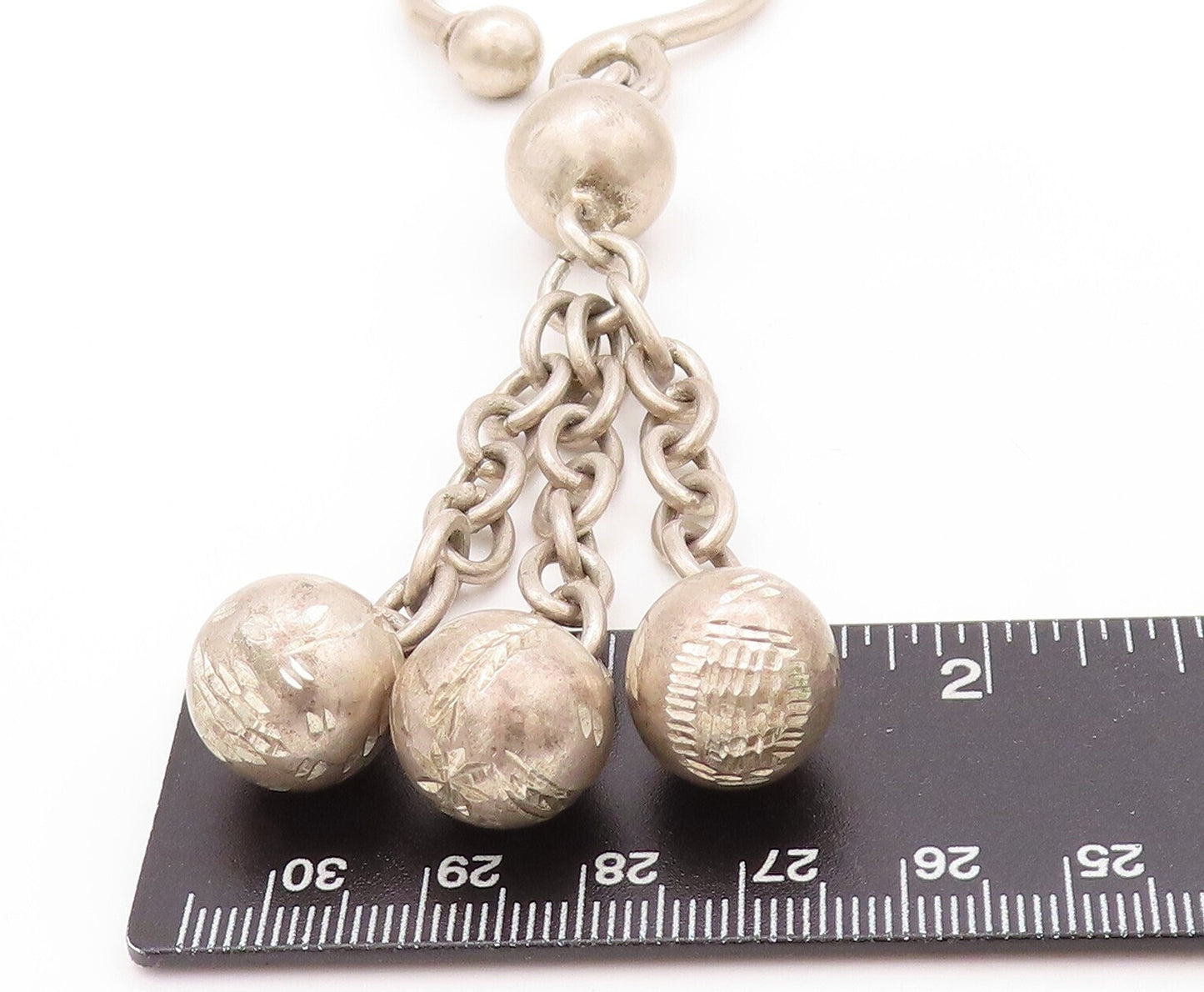 925 Sterling Silver Vintage Keychain MIDDLE EAST Puffed Beaded Design   TR3774