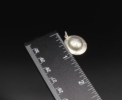 925 Sterling Silver  Vintage Carved Minimalist Etched Dome Pendant  PT21489