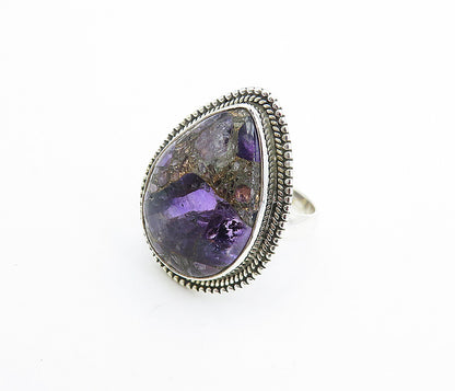 925 Sterling Silver  Cabochon Cut Jasper Tear Drop Cocktail Ring Sz 7  RG8050