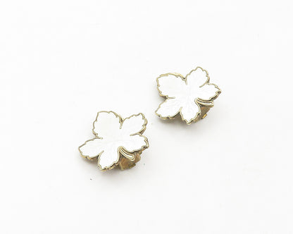 MEKA DENMARK 925 Silver  Vintage Enamel Leaf Motif Non Pierce Earrings  EG9240