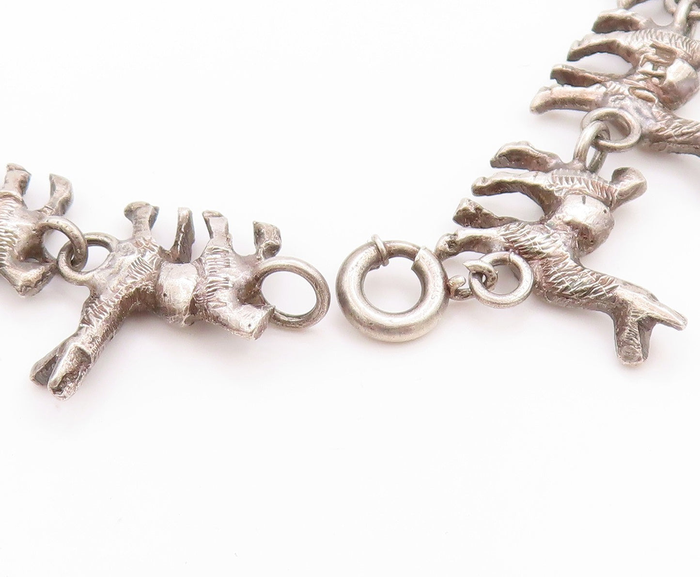 925 Sterling Silver Vintage Bracelet Etched Llama Animal Charm Chain  BT11404