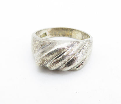 MEXICO 925 Silver  Vintage Dark Tone Fluted Dome Smooth Band Ring Sz 7  RG6976