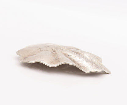 925 Sterling Silver Vintage Pendant Brutalist Solid Cutout Canadian Leaf PT23285