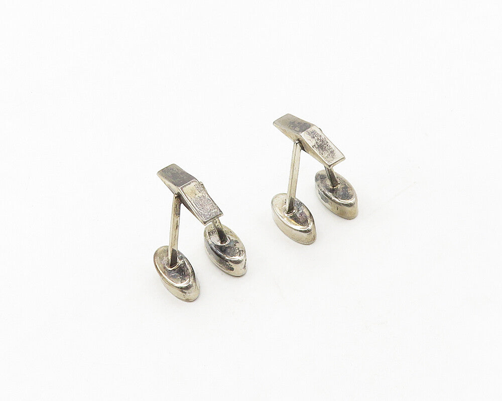925 Sterling Silver  Vintage Dark Tone Etched Modernist Cufflinks  TR2433