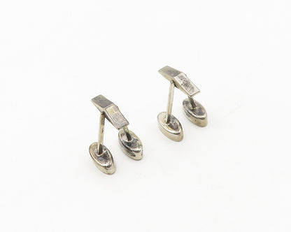 925 Sterling Silver  Vintage Dark Tone Etched Modernist Cufflinks  TR2433