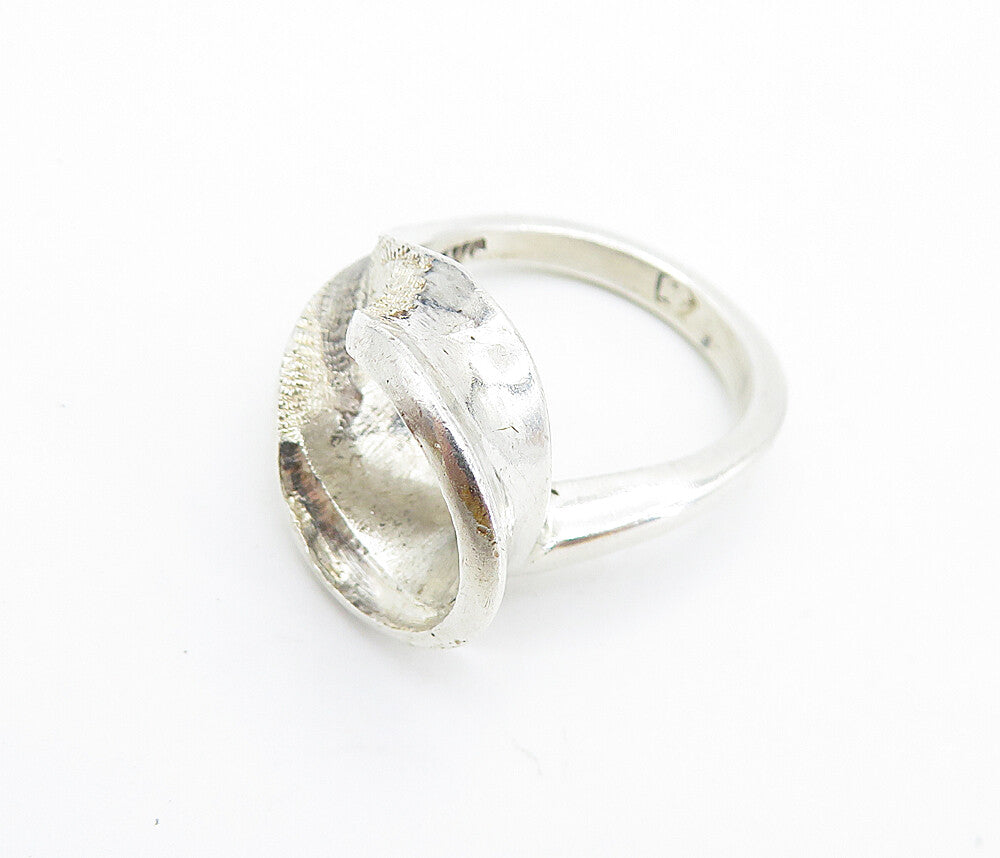 925 Sterling Silver  Vintage Shiny Textured Loop Swirl Band Ring Sz 7.5 RG7479