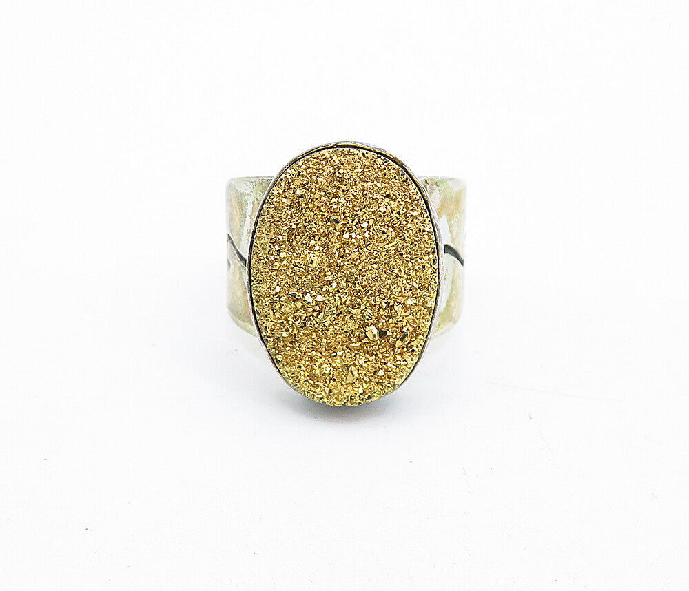 DTR JAY KING 925 Sterling Silver  Vintage Druzy Cocktail Ring Sz 7.5  RG5532