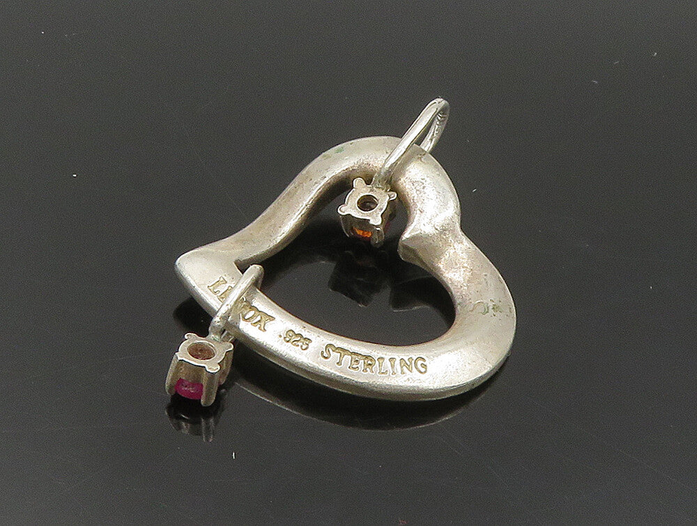 LENOX 925 Sterling Silver  Vintage Ruby & Garnet Love Heart Pendant  PT19992