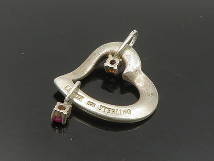 LENOX 925 Sterling Silver  Vintage Ruby & Garnet Love Heart Pendant  PT19992