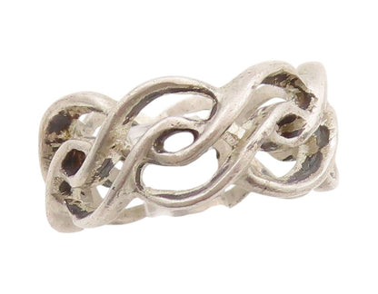 925 Sterling Silver Vintage Ring Modernist Twisted Rope Cutout  Sz 6  RG33299