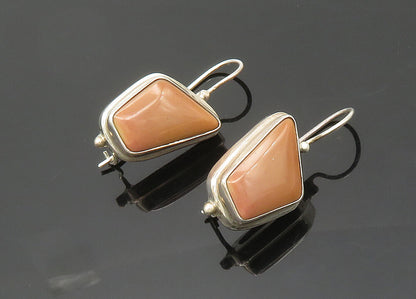 SARDA 925 Sterling Silver  Vintage Brown Stone Shiny Dangle Earrings  EG10055