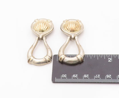 925 Sterling Silver Vintage Earrings Designer Grooved Dangling Loop  EG13464