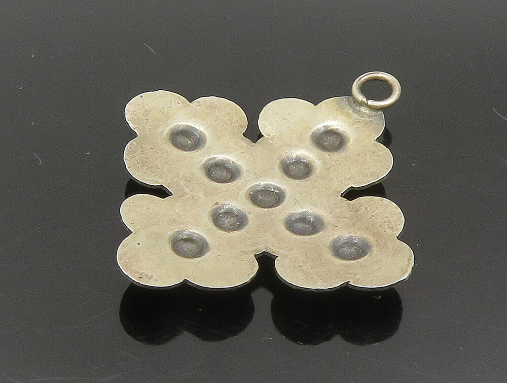 925 Sterling Silver Vintage Beaded Etched Cross Pendant PT20267